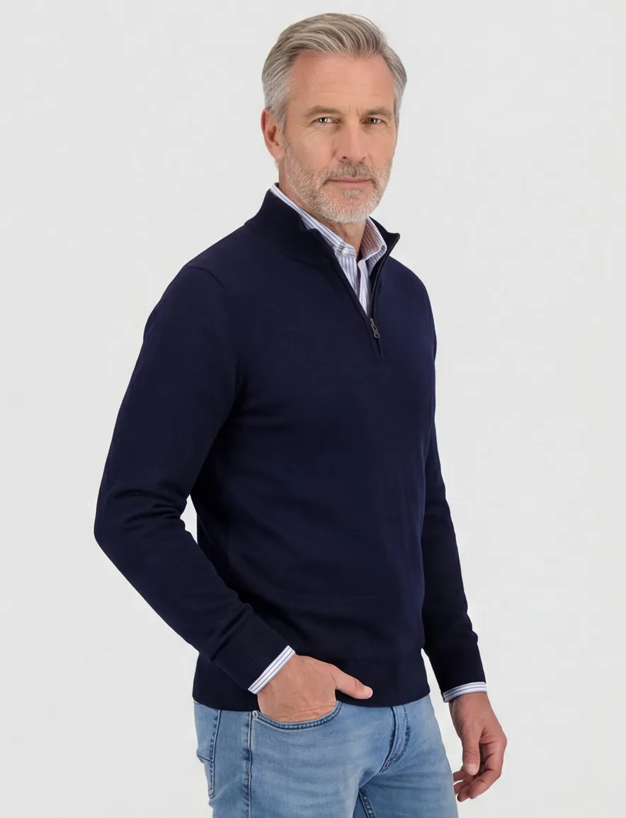 Wollen half zip trui Paul & Shark donkerblauw