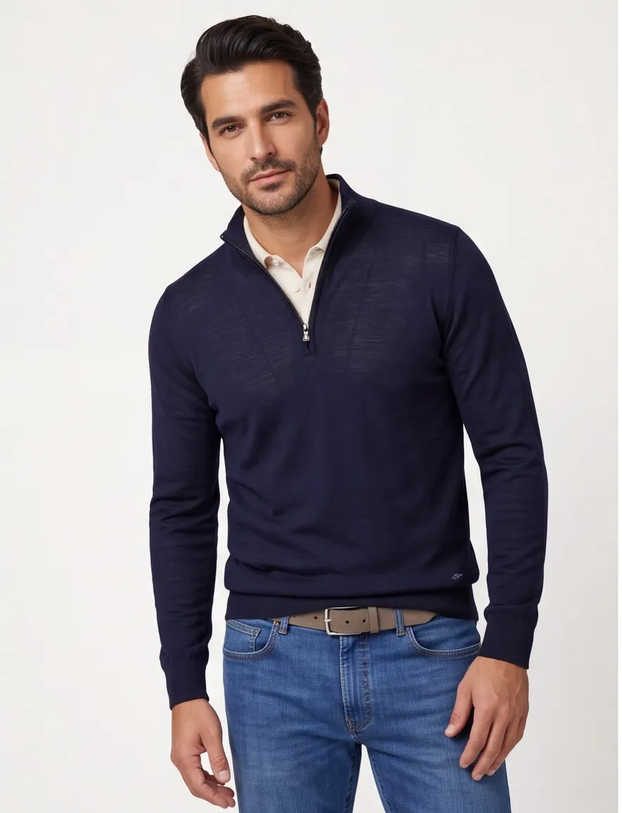 Wollen half zip trui Paul & Shark donkerblauw