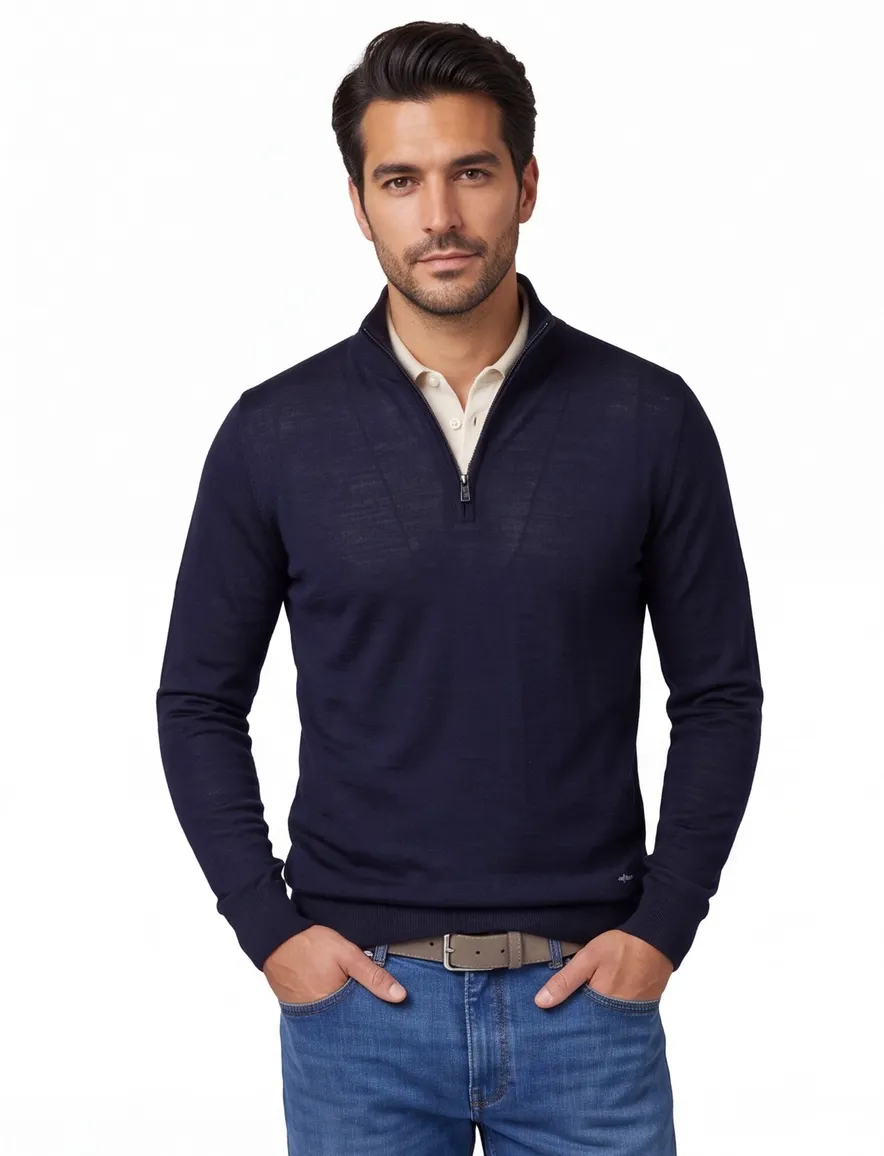 Wollen half zip trui Paul & Shark donkerblauw