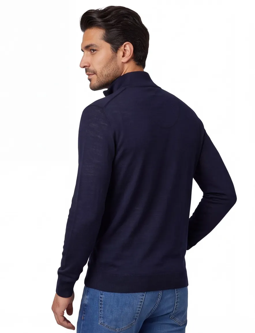 Wollen half zip trui Paul & Shark donkerblauw