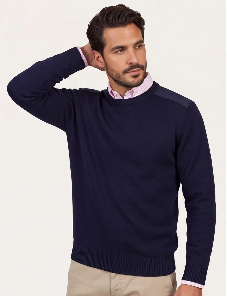 Paul & Shark trui ronde hals donkerblauw