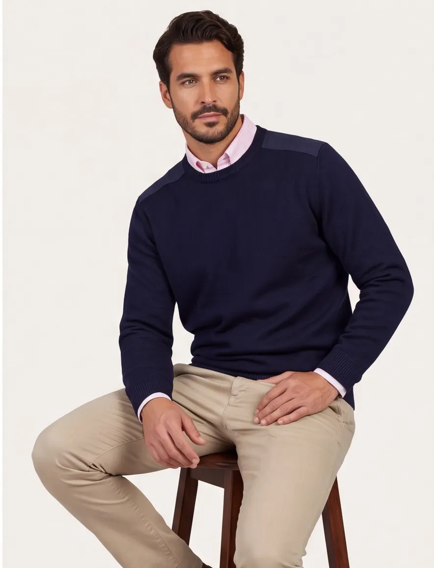 Paul & Shark trui ronde hals donkerblauw