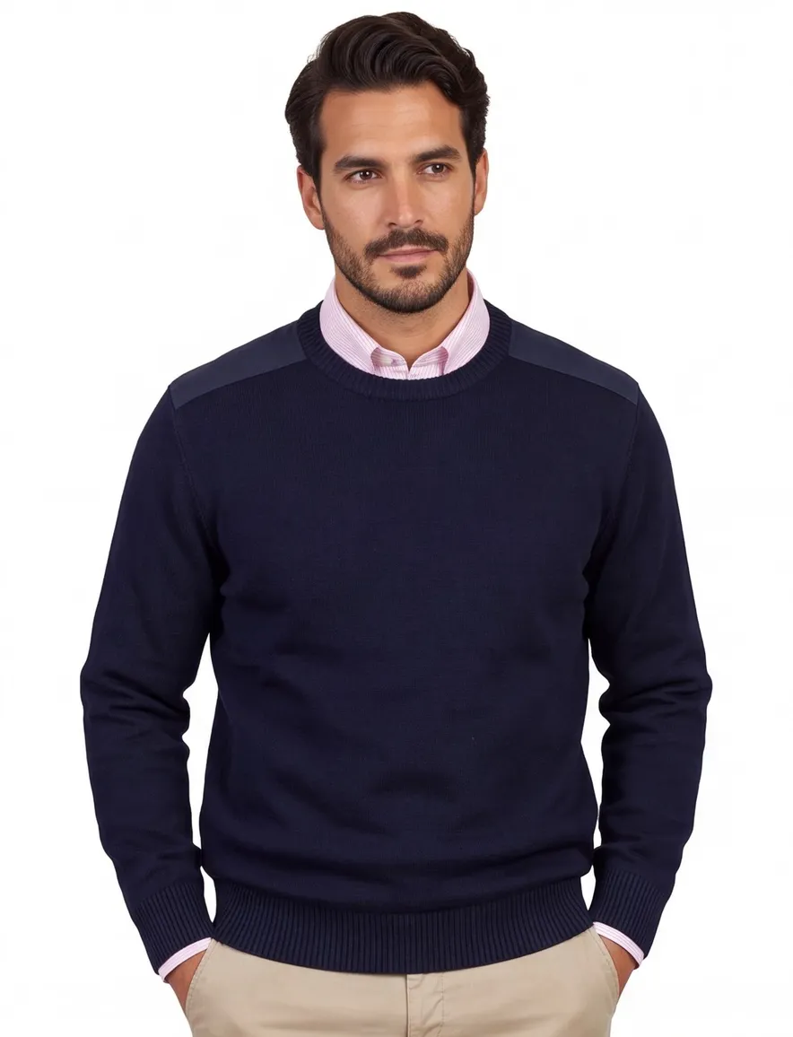 Paul & Shark trui ronde hals donkerblauw