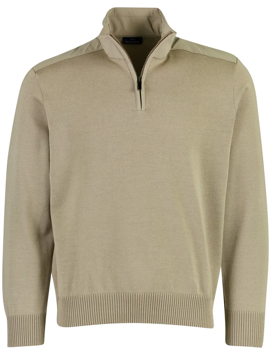 Paul & Shark half zip trui beige wol