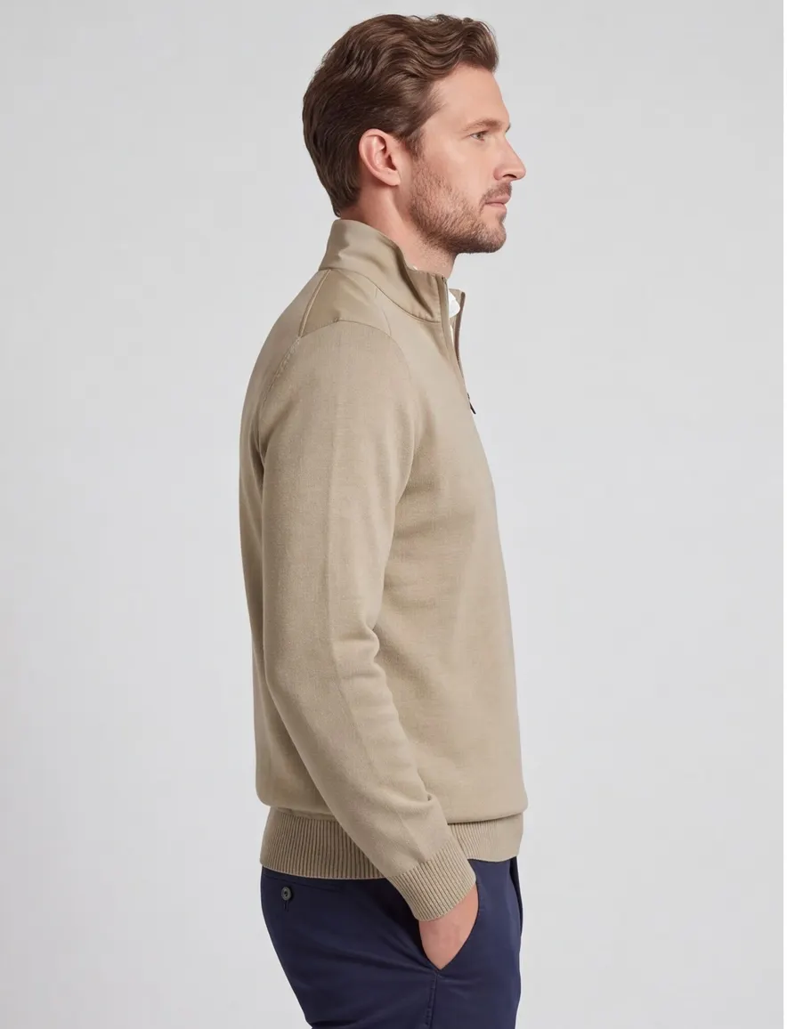 Paul & Shark half zip trui beige wol