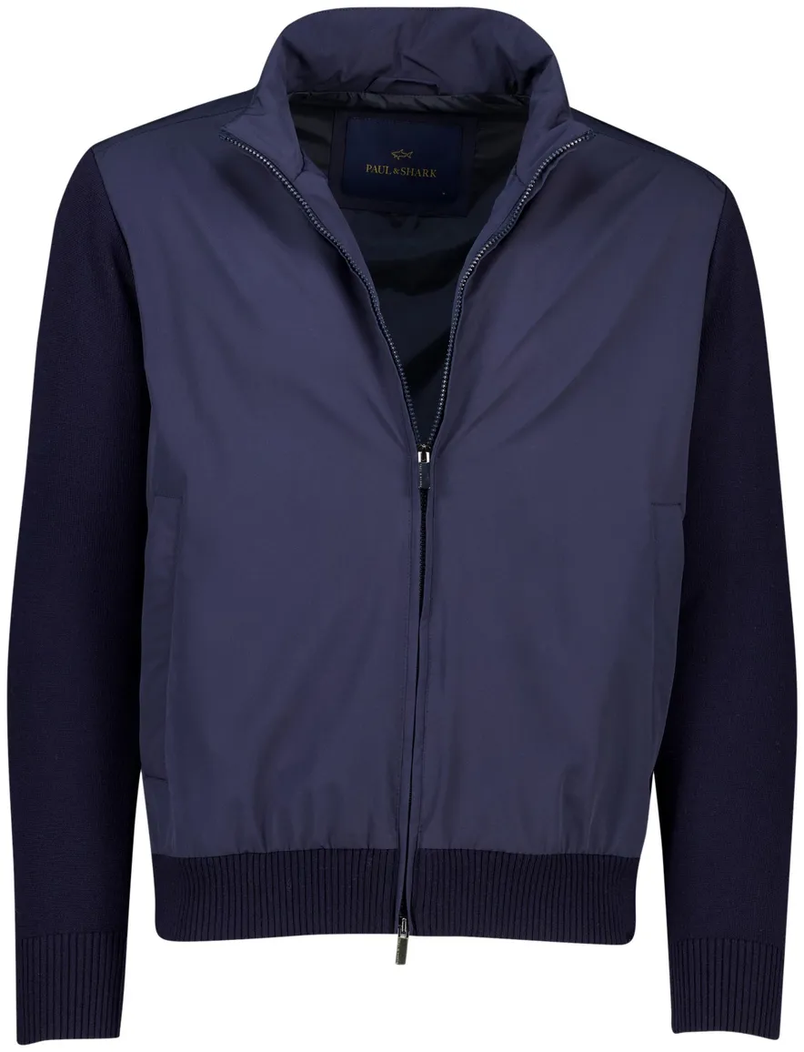 Paul en shark navy vest outdoor scheerwol wijde fit