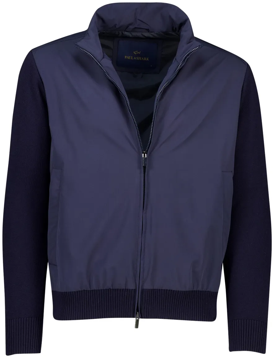 Paul en shark navy vest outdoor scheerwol wijde fit