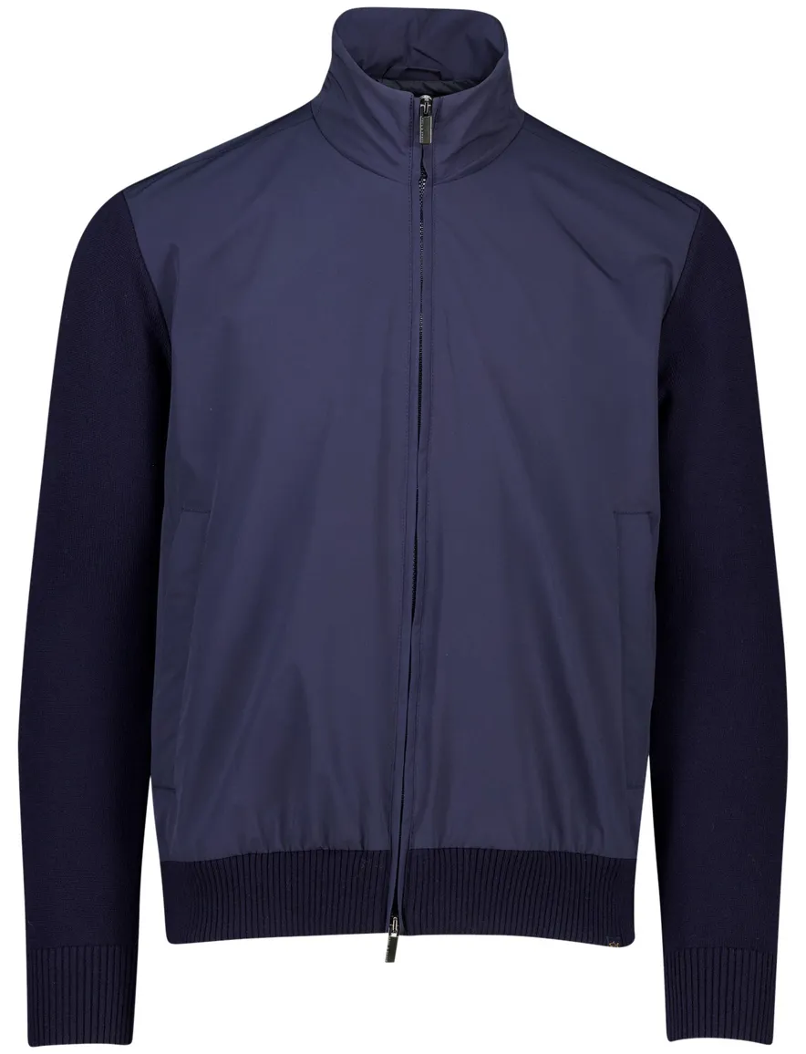Paul en shark navy vest outdoor scheerwol wijde fit