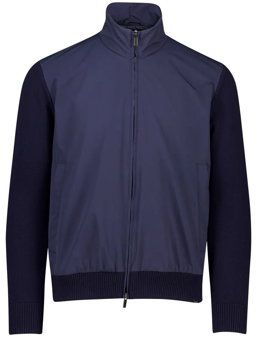 Paul en shark navy vest outdoor scheerwol wijde fit
