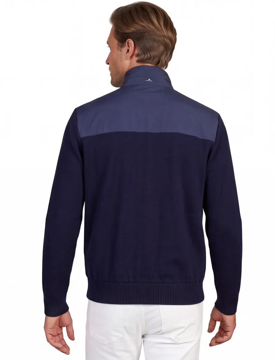 Paul en shark navy vest outdoor scheerwol wijde fit