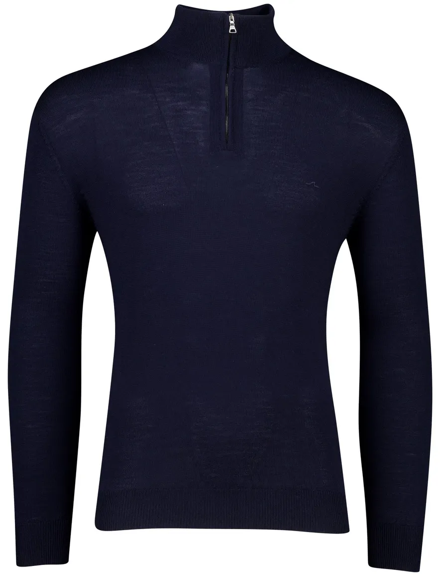 Paul & Shark donkerblauwe heren trui met rits kraag
