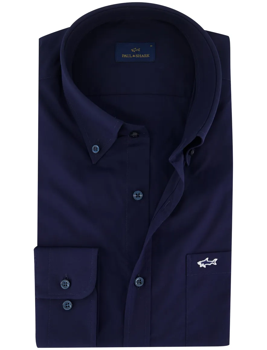 Paul & Shark overhemd donkerblauw katoen