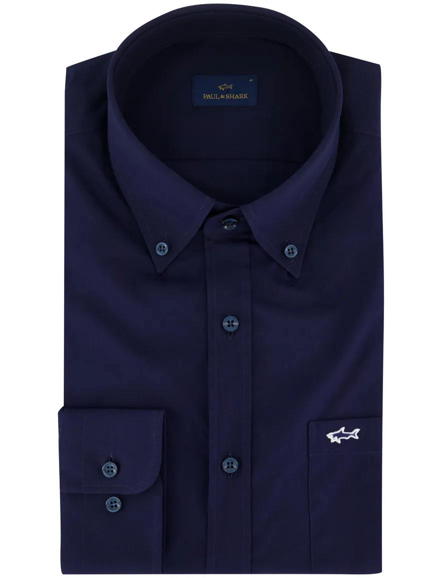 Paul & Shark overhemd donkerblauw katoen