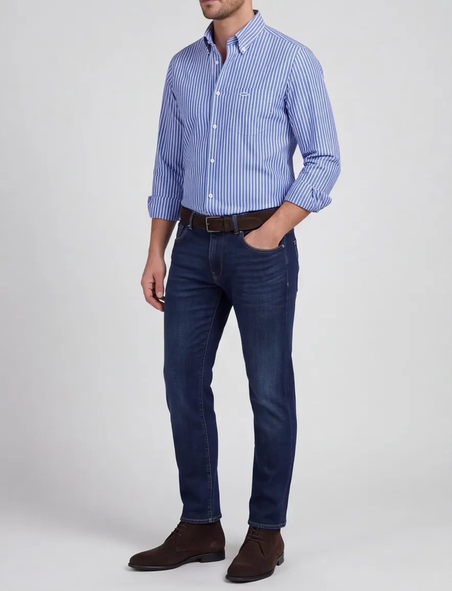 Paul & Shark overhemd blauw wit gestreept