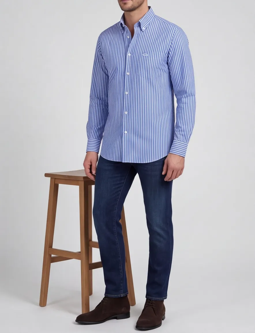 Paul & Shark overhemd blauw wit gestreept