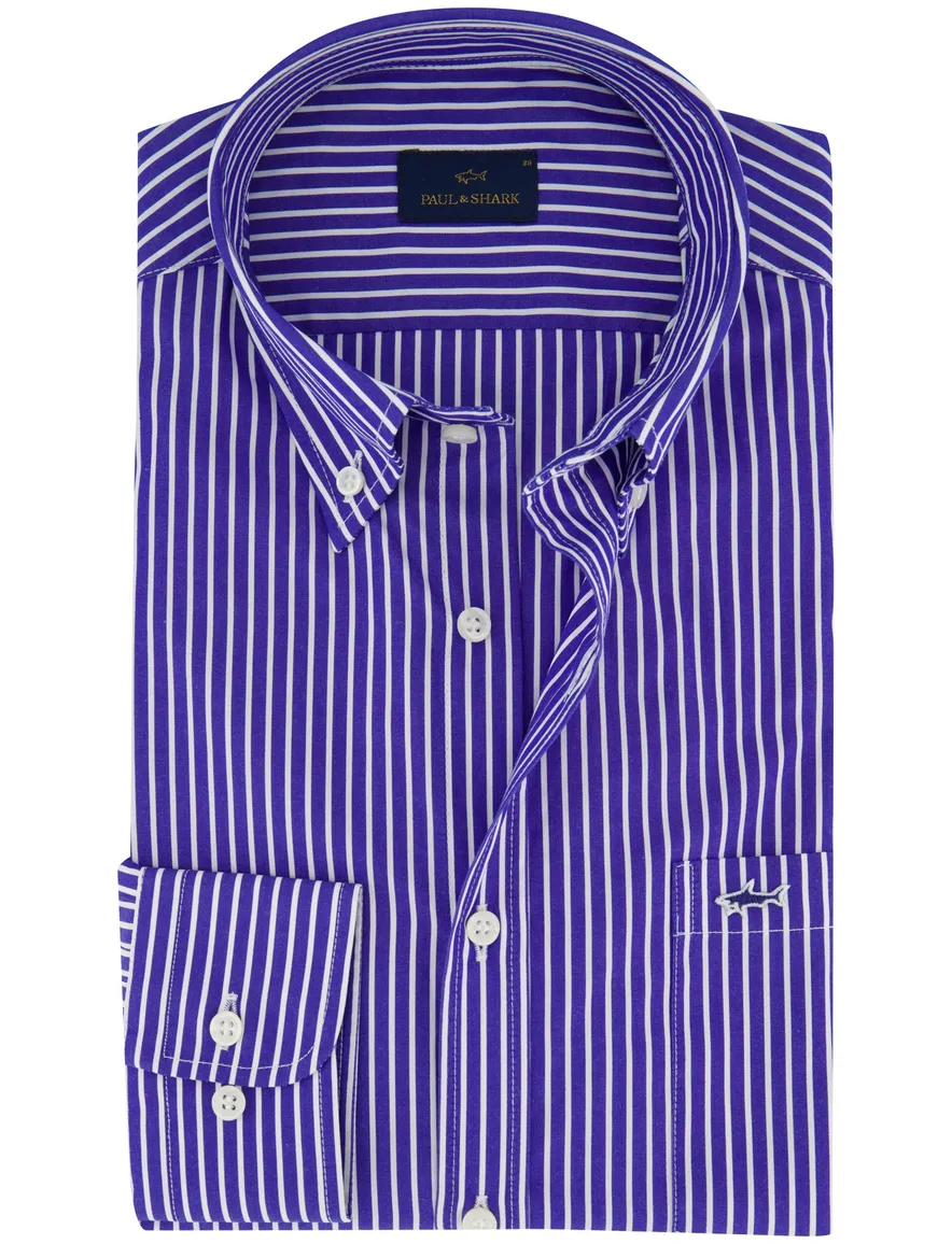 Paul & Shark overhemd wit blauw gestreept