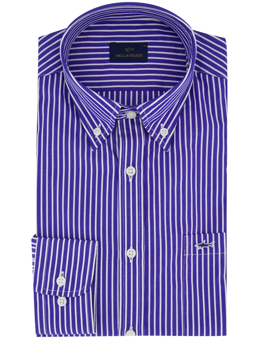 Paul & Shark overhemd wit blauw gestreept