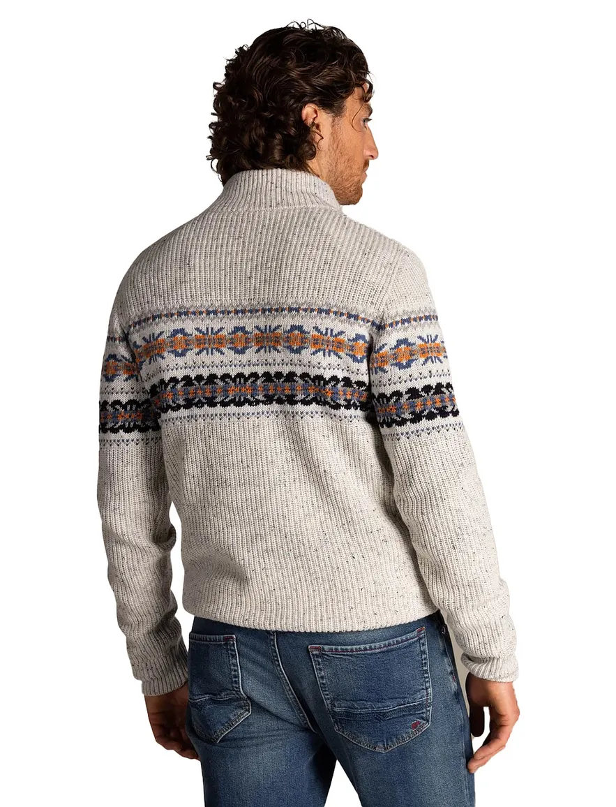 NZA Seth trui half zip ecru gemeleerd