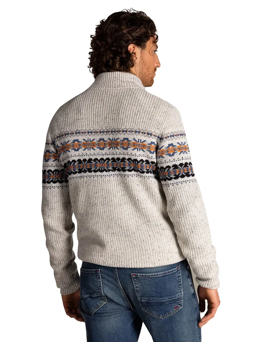NZA Seth trui half zip ecru gemeleerd