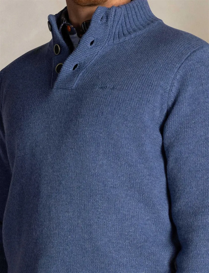 Normale fit blauw Adan NZA trui half zip knopen