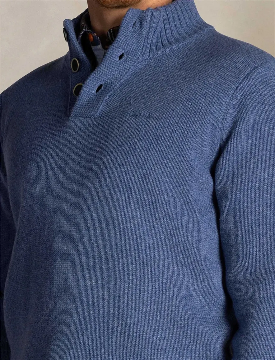 NZA half zip trui knopen blauw