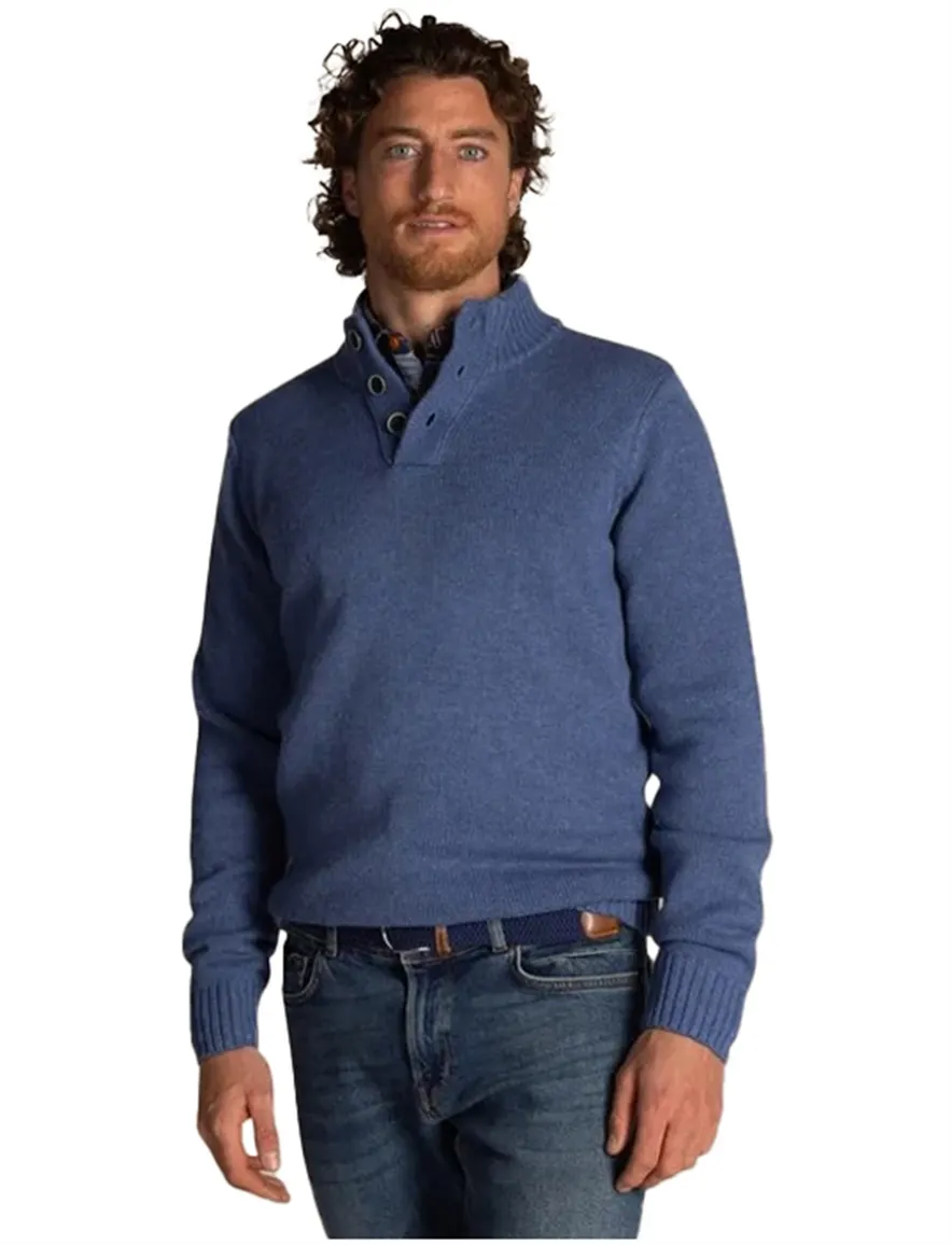 NZA half zip trui knopen blauw