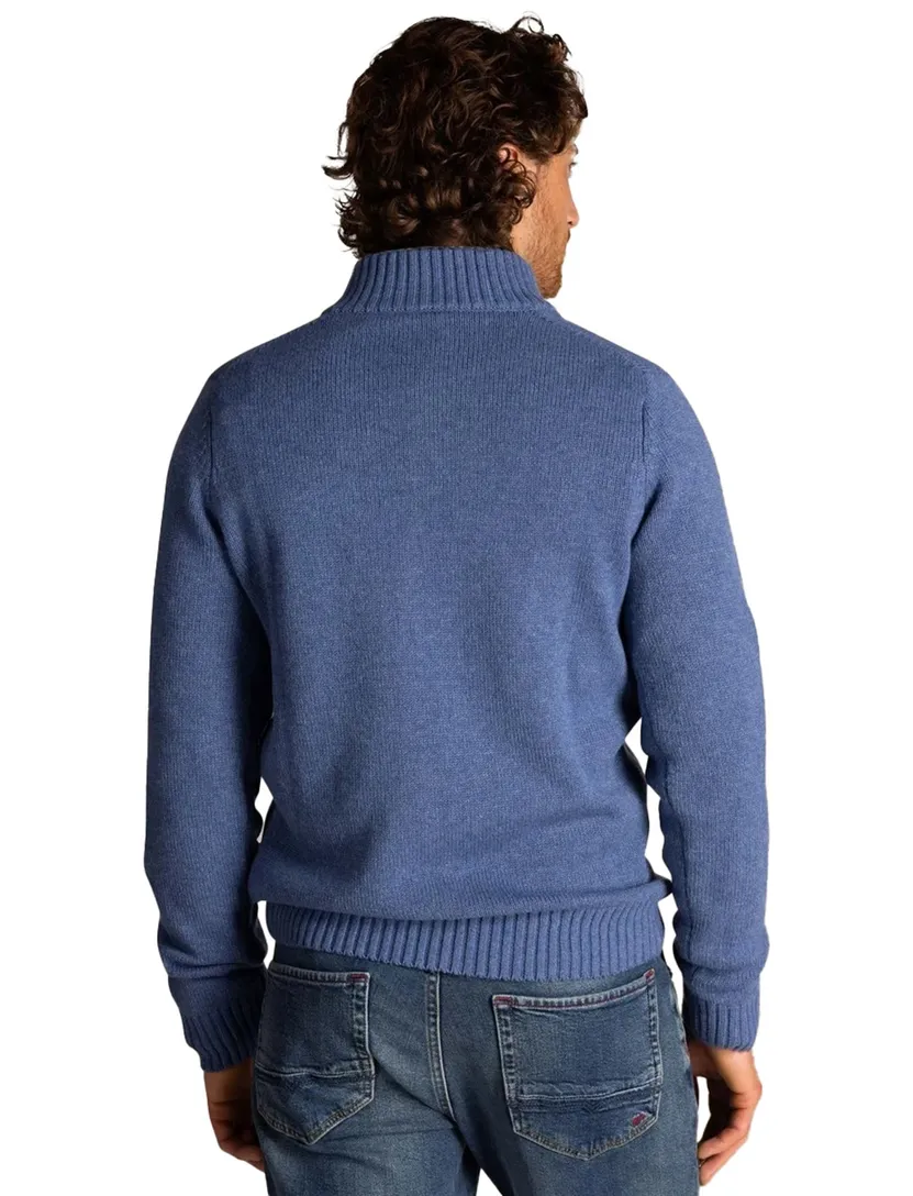 Normale fit blauw Adan NZA trui half zip knopen