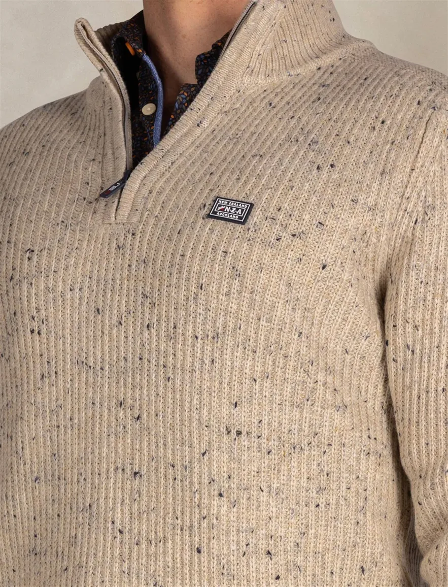 New Zealand trui beige wol gemeleerd normale fit gebreid