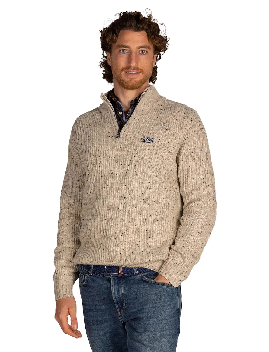 New Zealand trui beige wol gemeleerd normale fit gebreid