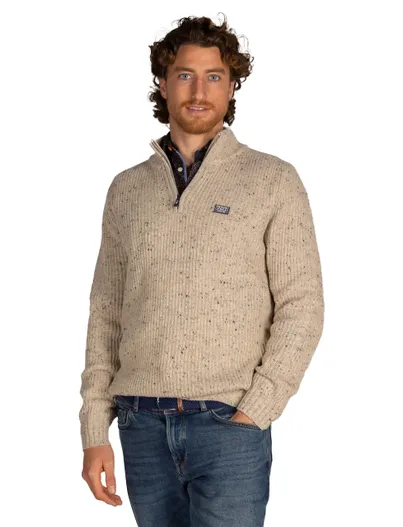 New Zealand New Zealand trui gemeleerd beige wol normale fit gebreid