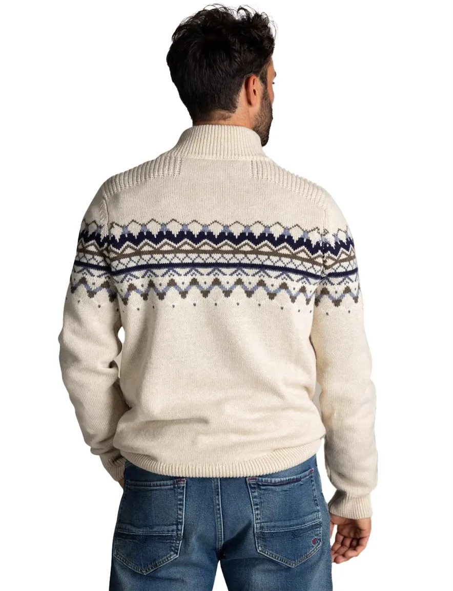 NZA Iker trui half zip knopen normale fit creme