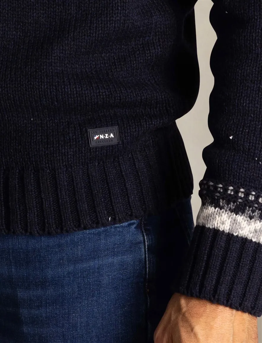 New Zealand trui donkerblauw normale fit geprint