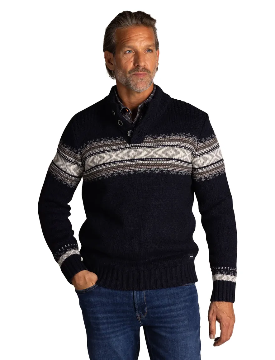 New Zealand trui donkerblauw normale fit geprint