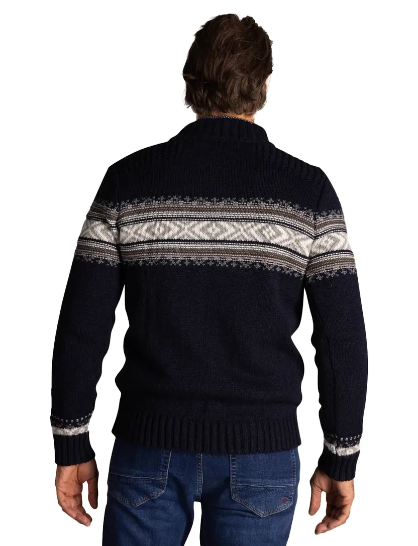 New Zealand donkerblauw trui normale fit geprint
