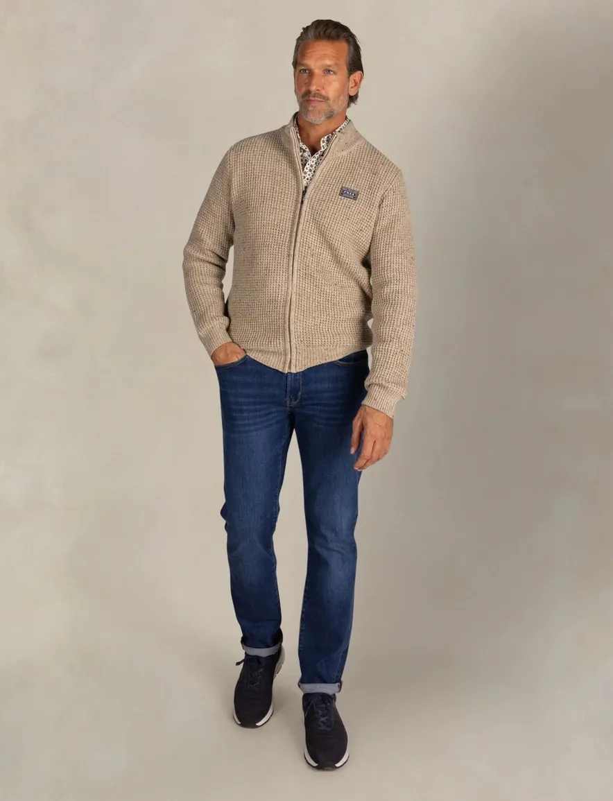 New Zealand beige vest effen normale fit