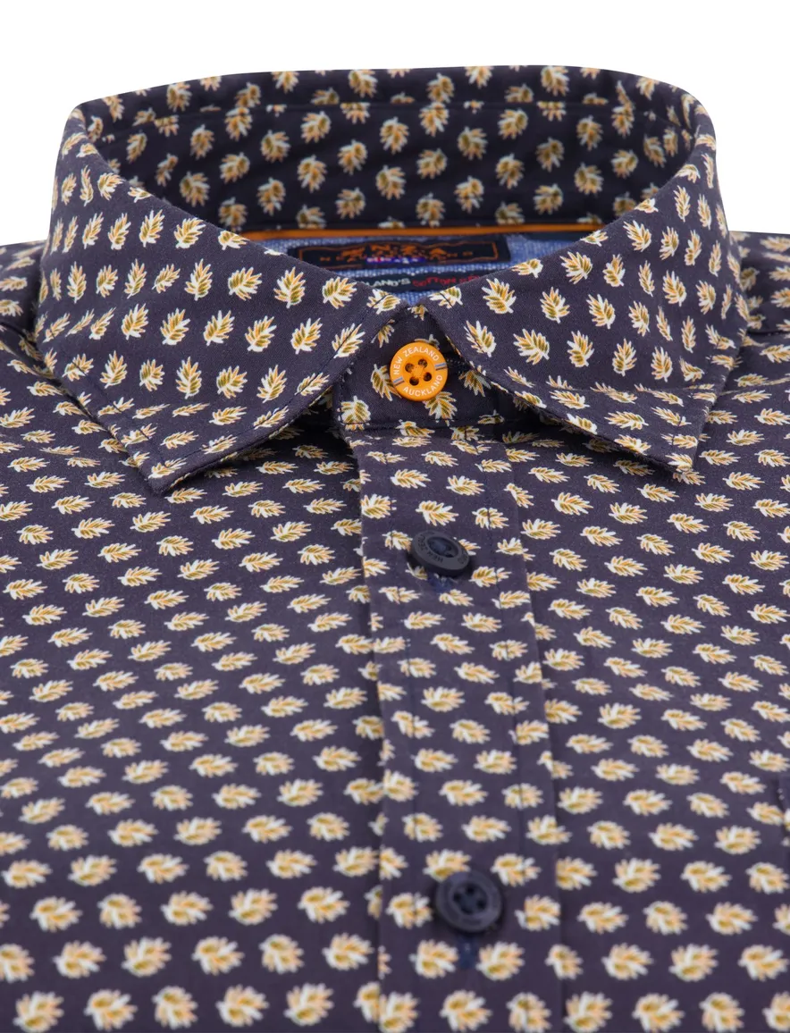 NZA overhemd donkerblauw geprint