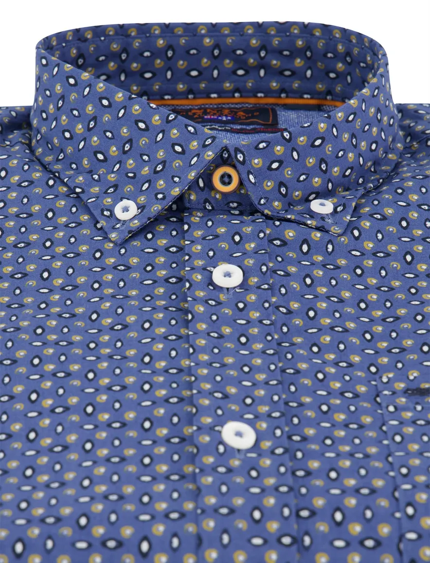 N.Z.A blauw geprint overhemd katoen