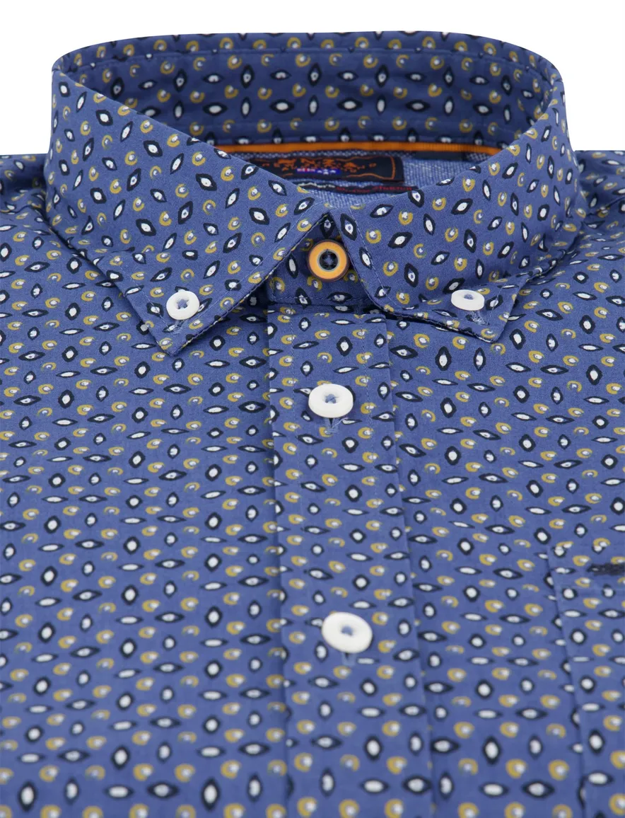 NZA overhemd blauw geprint