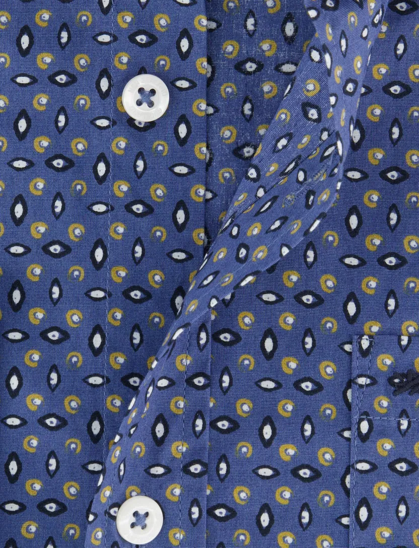 Katoenen N.Z.A blauw geprint overhemd