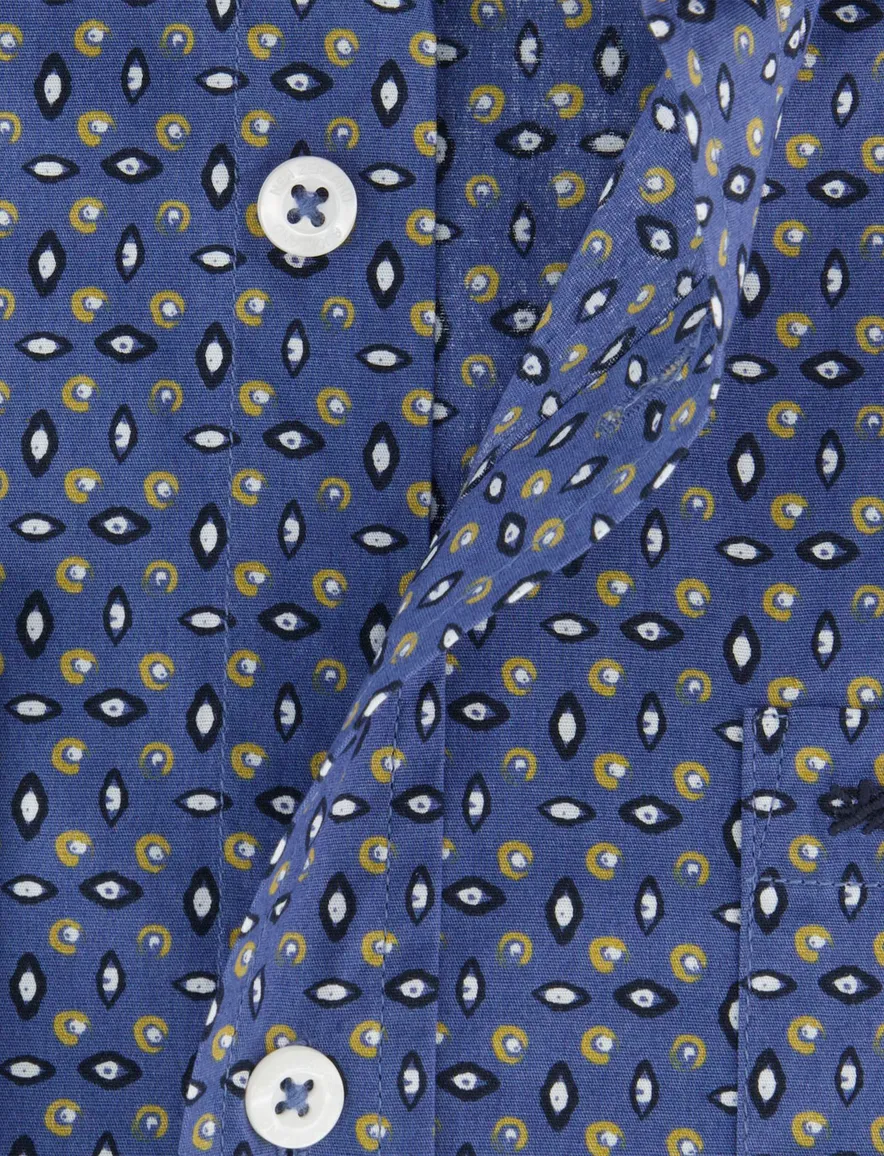 NZA overhemd blauw geprint