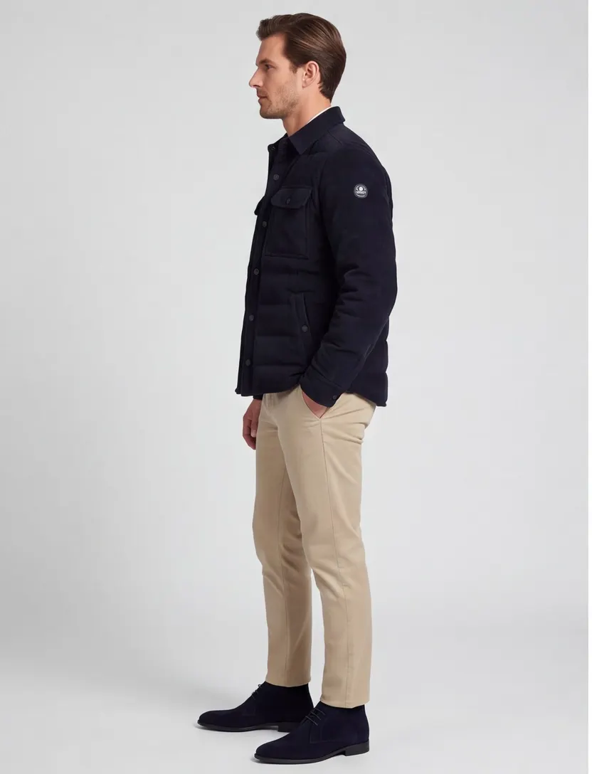 NZA Winterjas donkerblauw corduroy vier zakken zonder capuchon