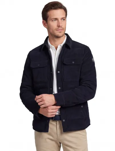 New Zealand NZA Winterjas donkerblauw corduroy vier zakken zonder capuchon