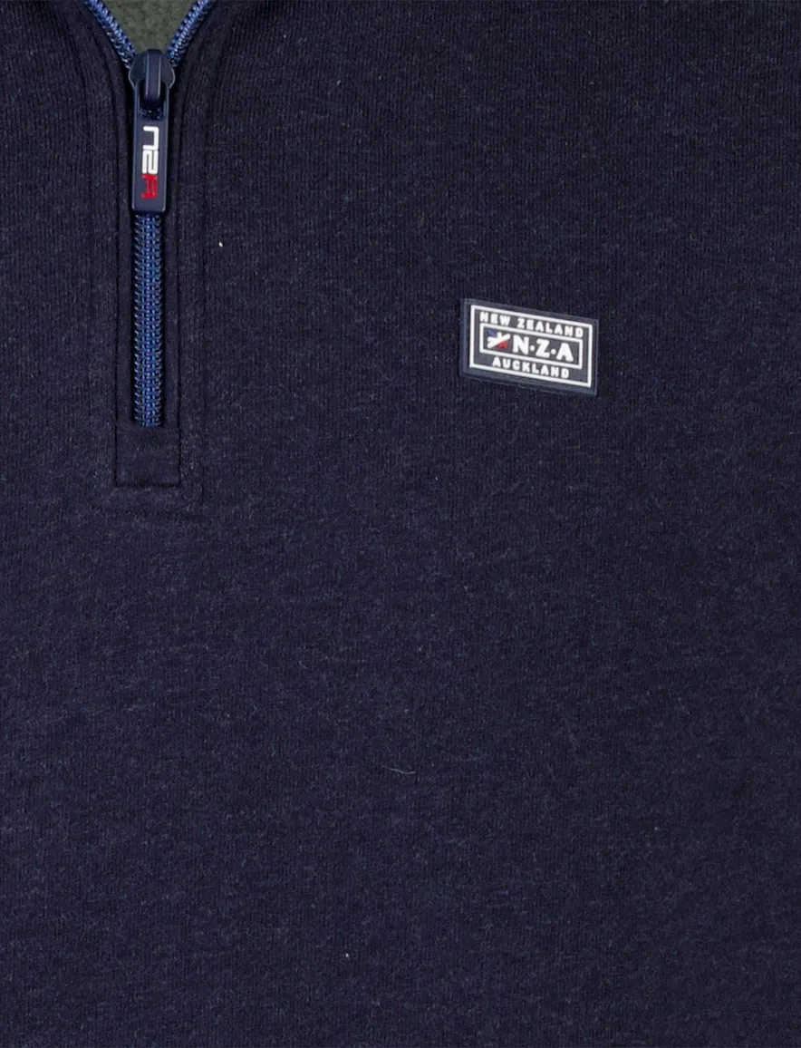 New Zealand trui donkerblauw half zip katoen