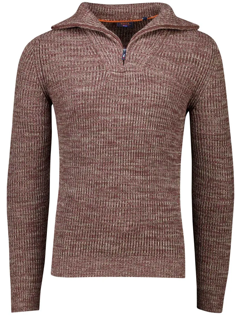 NZA Bordeaux Trui Gemeleerd Half zip gebreid