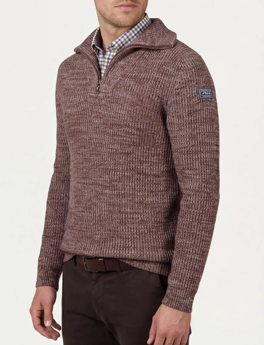 NZA Bordeaux Trui Gemeleerd Half zip