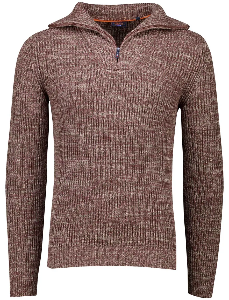 NZA Bordeaux Trui Gemeleerd Half zip katoen