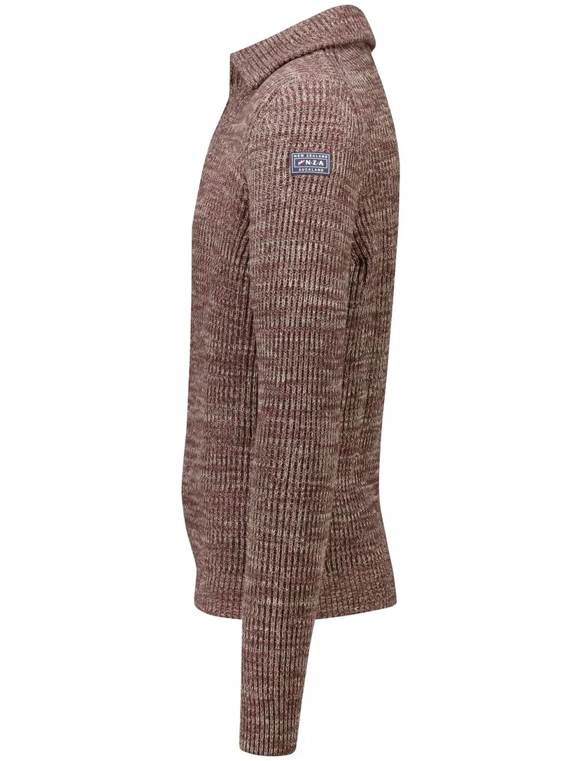 NZA Bordeaux Trui Gemeleerd Half zip gebreid