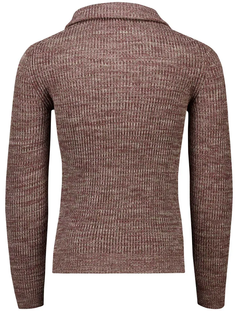 NZA Bordeaux Trui Gemeleerd Half zip gebreid