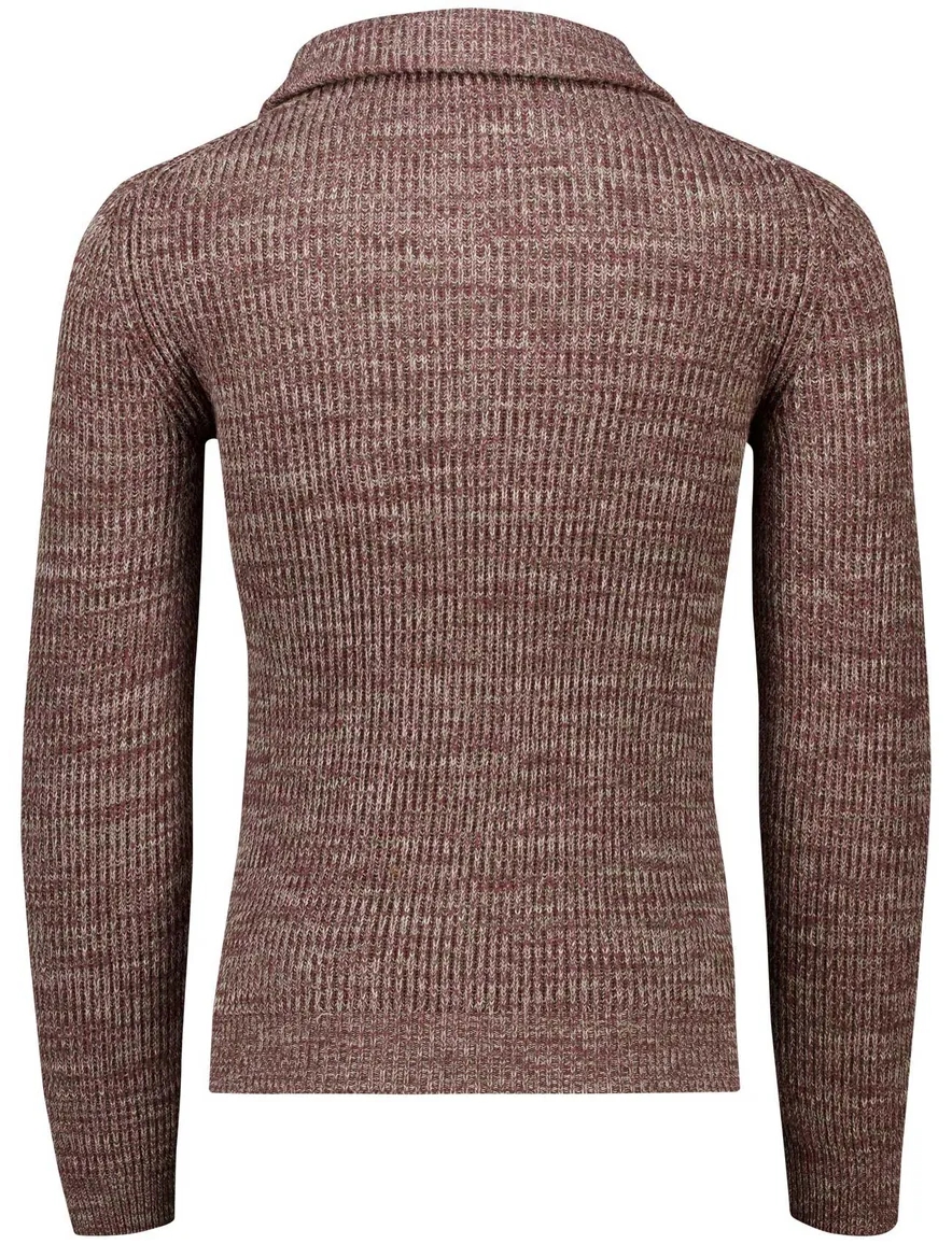 NZA Bordeaux Trui Gemeleerd Half zip katoen