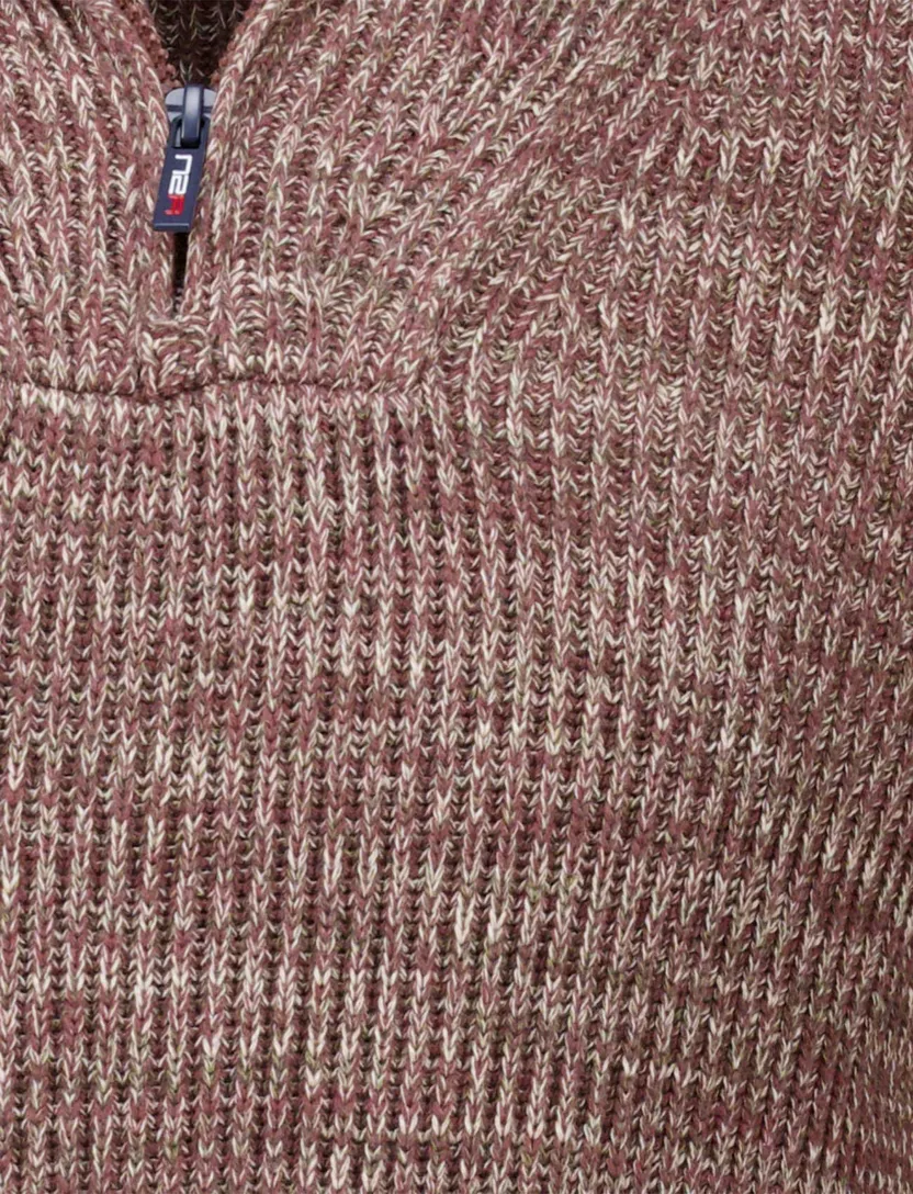 NZA Bordeaux Trui Gemeleerd Half zip gebreid